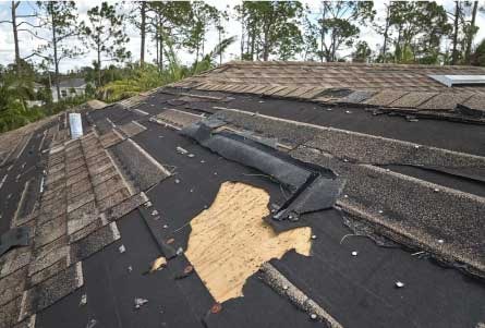Wind damaged roof
