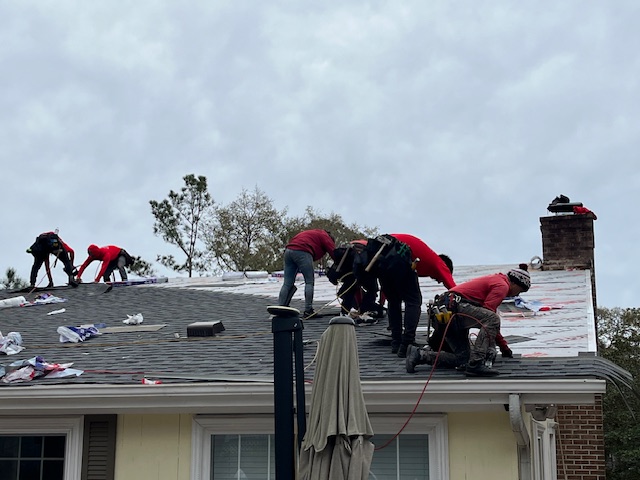 Roof replacement in progress